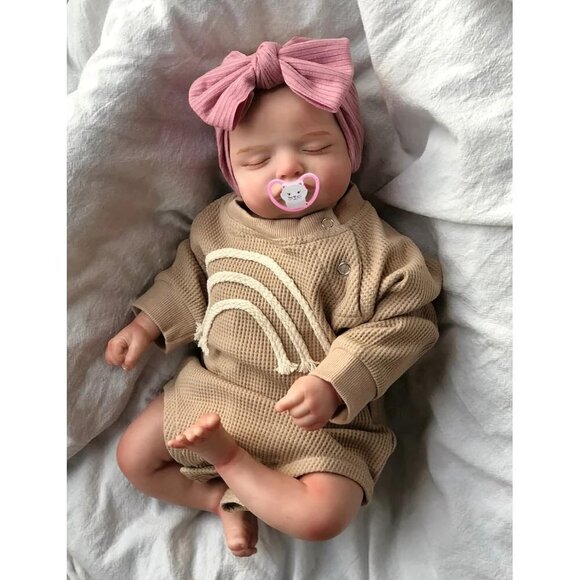 Real Baby Eyelashes Sleeping Lifelike Reborn  Baby Doll Hair Realistic Newborn - Picture 3 of 5